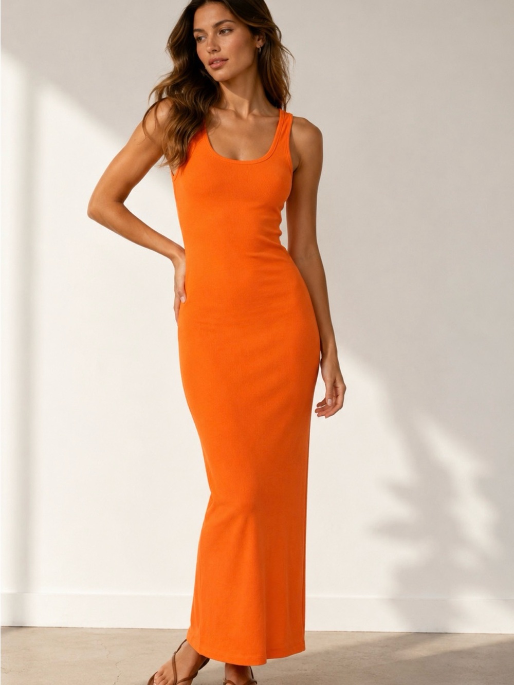 Ambiance Orange Scoop Neck Maxi Dress